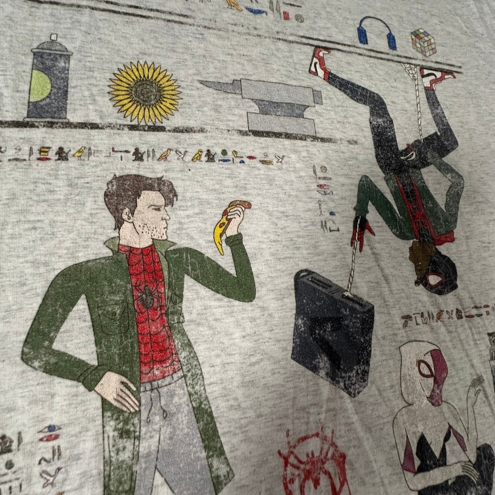 Next Level Spider-Man Into the Spider-Verse Size Medium Gray Mens Graphic Shirt - Picture 7 of 11